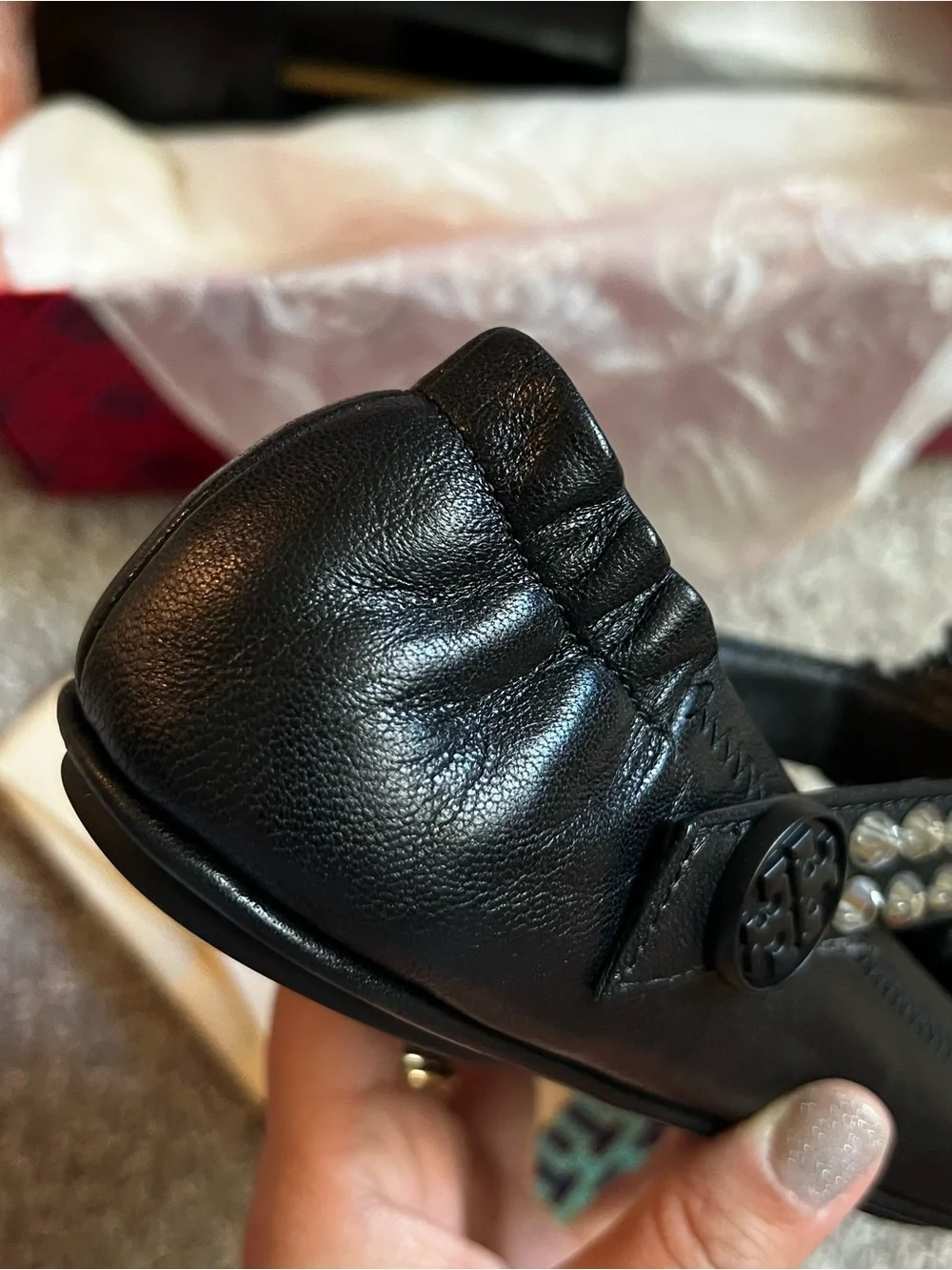 Tory Burch MINNIE EMBELLISHED TWO WAY BALLET shoes NWT